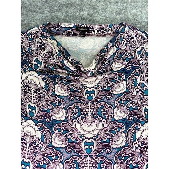 Talbots Cowl Neck Teal Purple Soft Shirt Small - Picture 2 of 6